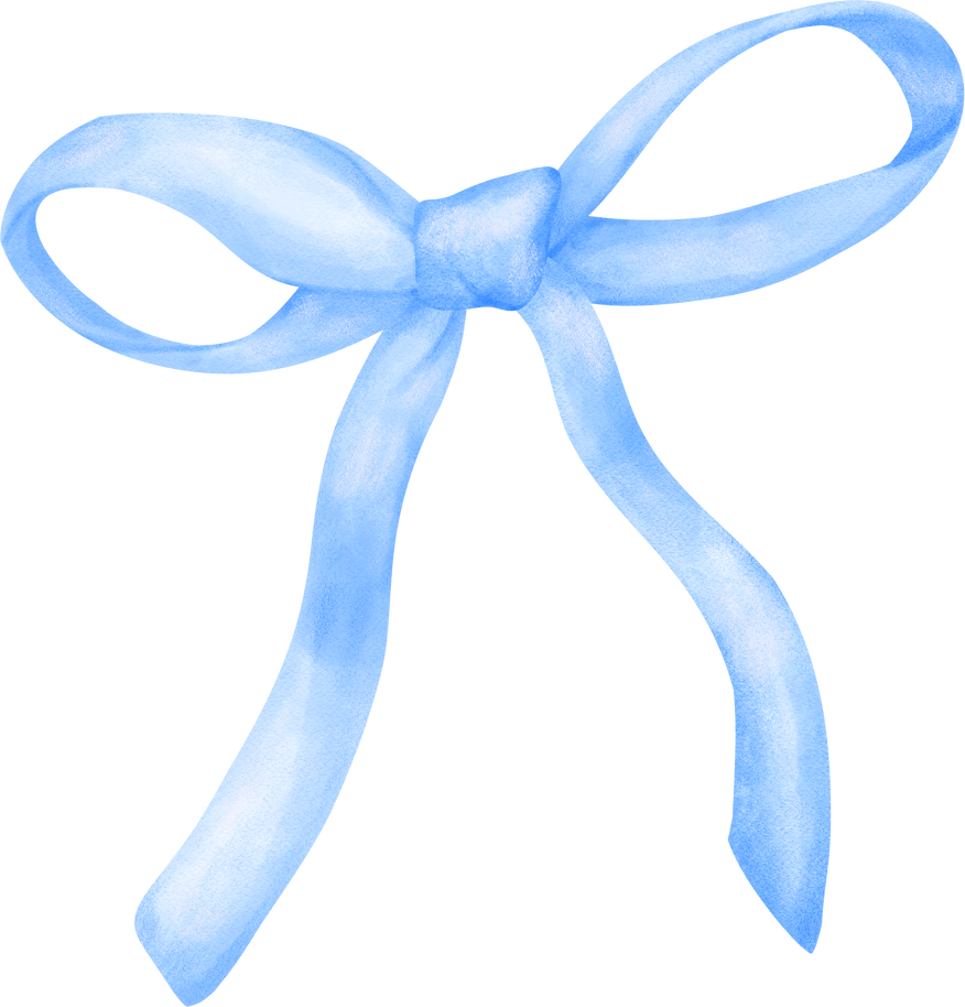 Blue Coquette bow watercolor