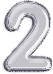 Number 2 silver foil balloon